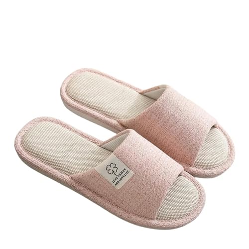 YLXCKGS Sandalen Damen Sommer Leinenschuhe Für Frauen Männer In Der Ganzen Saison In Der Ganzen Saison Innenbaum- Und Leinen -Hausleitungen Universelle Bodenschuhe-Rosa-40-41 von YLXCKGS