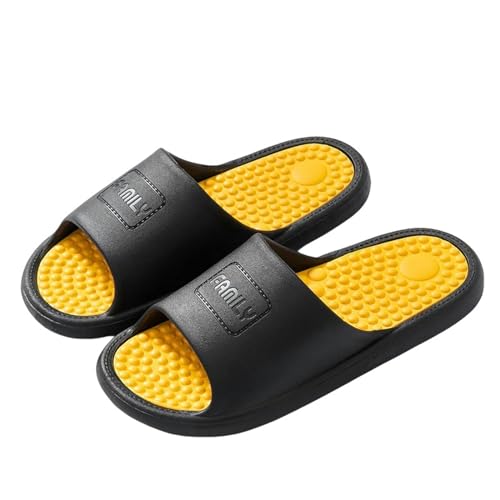 YLXCKGS Sandalen Damen Sommer Prägnantes Paar Innensandalen Nicht Rutschende Badezimmerrutschen Männer Frauen Schuhe Massage Pantoffeln Flip Flops-Schwarz-40-41 von YLXCKGS