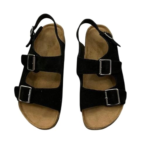 YLXCKGS Sandalen Damen Sommer Sandalen Frauen Flache Sandalen Rom Sandalen Flachs Clip Zehen Strand Sandalen Weibliche Sommer Flache Schuhe-Schwarz-35 von YLXCKGS