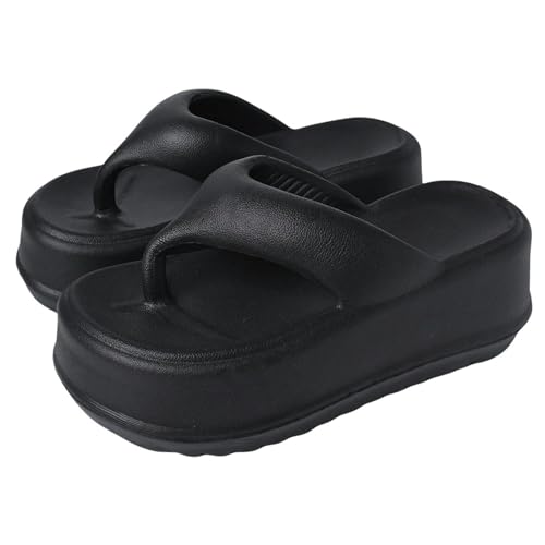 YLXCKGS Sandalen Damen Sommer Sommer Lässige Sandalen Für Frauen Dicker Boden Nicht Rutschfeste Hausschuhe Weiche Sohle Heimschuhe Flip Flops-Schwarz-38-39 von YLXCKGS