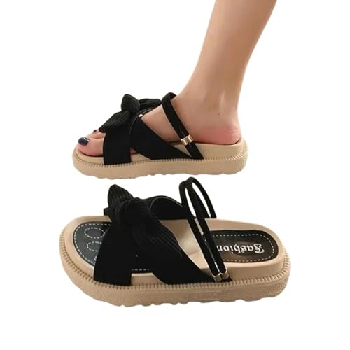 YLXCKGS Sandalen Damen Sommer Women Summer Fairy Style Modestudent Plattform Römische Lady Sands Flachschuhe Süße Hausschuhe-Schwarz-35 von YLXCKGS