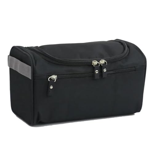 Reißverschluss Polyester Männer Business Tragbare Aufbewahrungstasche Toilettenartikel Organizer Frauen Reisen Kosmetiktasche Hängende wasserdichte Waschtasche (Color : Black, Size : 25x14x13cm) von YLZCAM