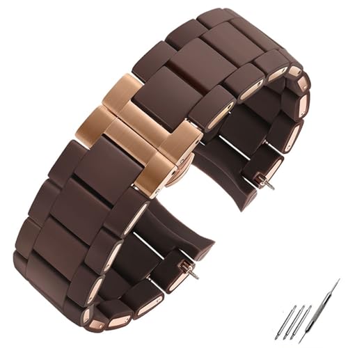 YLZCAM Armband aus Stahl und Silikon, kompatibel mit AR5890, AR5889, AR5858, AR5920, AR5868, AR8023, Uhrenarmband, Herren, 23 mm, Damen, 20 mm(Color:Brown rose gold,Size:20mm for women) von YLZCAM