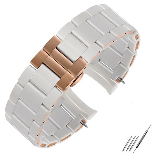 YLZCAM Armband aus Stahl und Silikon, kompatibel mit AR5890, AR5889, AR5858, AR5920, AR5868, AR8023, Uhrenarmband, Herren, 23 mm, Damen, 20 mm(Color:White rose gold,Size:20mm for women) von YLZCAM