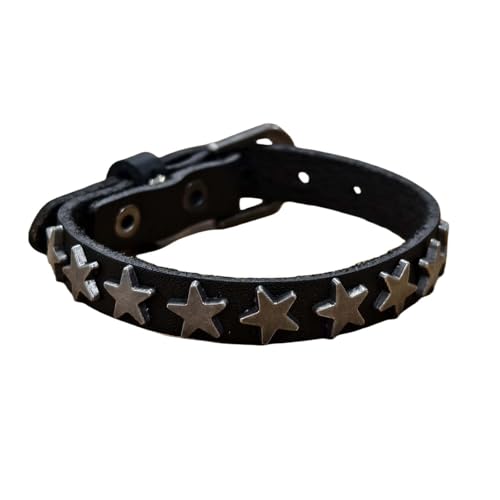 YLZZMDQSZ Punk Armbänder, Leder Manschette Armband mit Legierung Sterne für Männer & Frauen - Verstellbare Schnalle Armband Stern Gothic Rock Armband für Emo, Rocker Outfits, Geschenke Zubehör für von YLZZMDQSZ