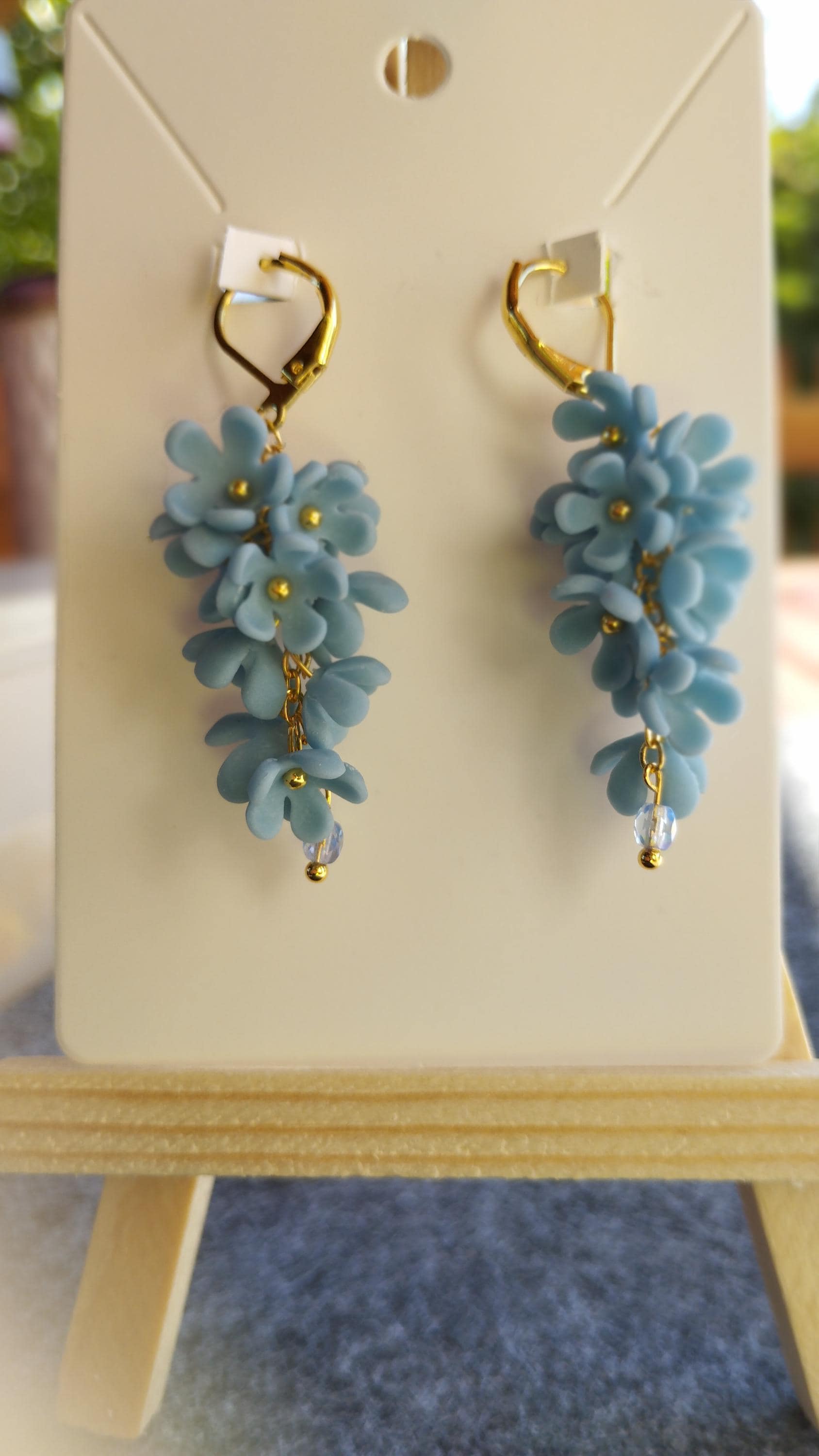 Handgemachte Blumen Statement Ohrringe // Geschenk Fimo Leichte Ton //Blau Gold Brautschmuck// Unikat Handgemachte Blumen Statement Ohrringe // Geschenk Fimo Leichte Ton //Blau Gold Brautschmuck// Unikat von YLuxHandmade