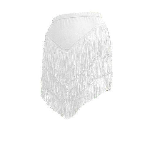 Damen Lateinischer Rock Tango Rumba Dancewear Ballroom Fransen Quasten mit Shorts Innen (A-Weiß, Tag L/Waist 28.7") von YM YOUMU