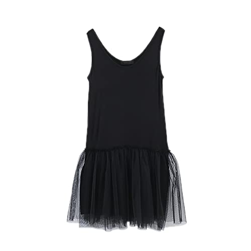 Damen Mesh Splice Cami Full Slip Extender Kleid Spaghetti Träger Unterrock, Style 04-schwarz, Einheitsgröße von YM YOUMU