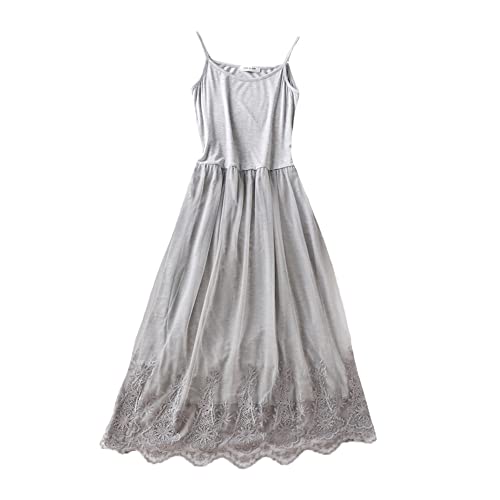 Damen Spitze Floral Camisole Tank Slip Extender Kleid für Unterkleid Nachtwäsche, Grauer Riemen, One Size von YM YOUMU