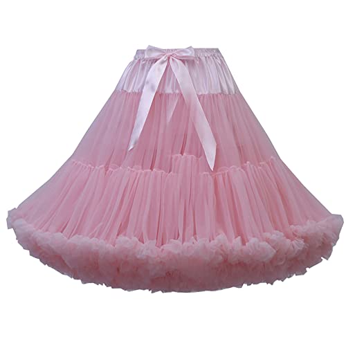 Frauen 55cm Länge Puffy Lolita Tüll Petticoat Tutu Unterrock für Cosplay Prinzessin Hochzeitskleid Gr. Einheitsgröße, rose von YM YOUMU