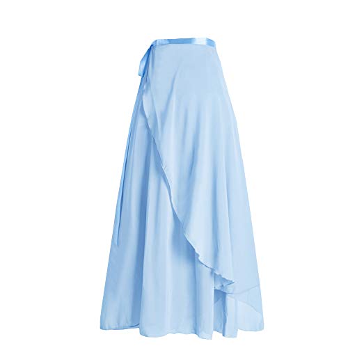 YM YOUMU Damen Ballett Übungsrock Chiffon Tanzrock mit Krawatte Taille, hellblau, Einheitsgröße von YM YOUMU