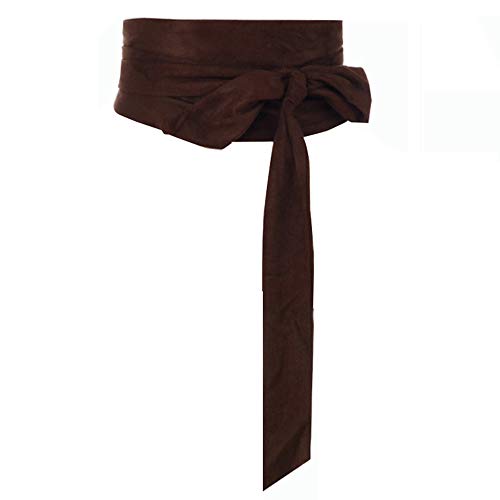 YM YOUMU Damen Breite Taille Gürtel Obi Taillenband Boho Band selbst Tie Wrap Wildleder für Kleid Hemd Longtops (Kaffee) von YM YOUMU