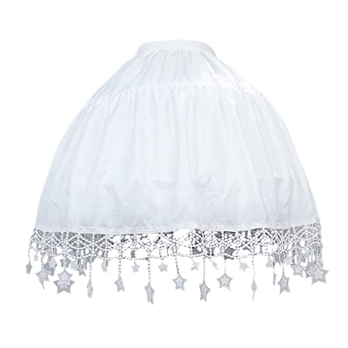 YM YOUMU Damen Petticoat Unterrock mit glänzenden Punkten Sternen Erwachsene Tutu Tüll Mesh Rock für Crinoline Lolita Kleid, D-weiß, Einheitsgröße von YM YOUMU