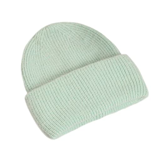 YM YOUMU Damen Puffy Soft Slouchy Cuffed Beanie Mütze Winter Leicht Knit Fisherman Cap, mintgrün, Einheitsgröße von YM YOUMU