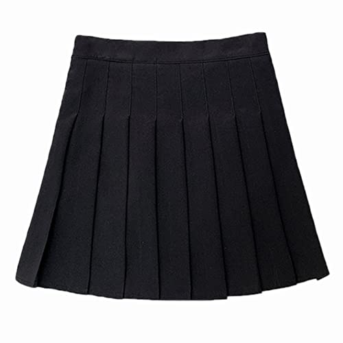 YM YOUMU Damen Punk Gothic Kette Plissee Tennisrock Kpop Dance Midi Rock mit Shorts, C797 Black, X-Klein von YM YOUMU