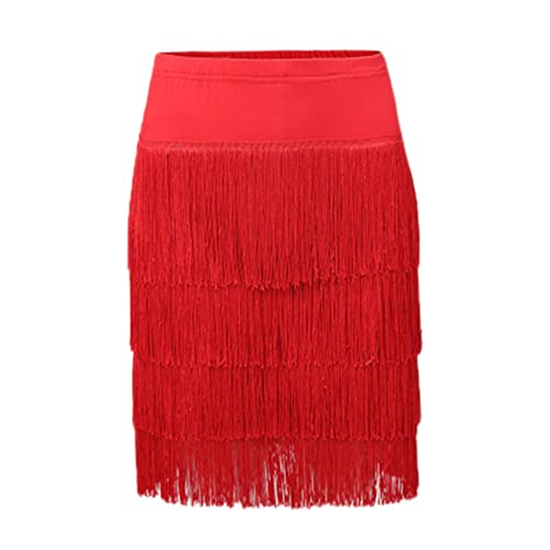 YM YOUMU Damen-Tanzrock, 4 Etagen, Quasten, Fransen, Lateinisch, Ballsaal, Salsa, Tanz, Übungsrock, Tanzkleidung, 217 Rot, Groß YM YOUMU Damen-Tanzrock, 4 Etagen, Quasten, Fransen, Lateinisch, Ballsaal, Salsa, Tanz, Übungsrock, Tanzkleidung, 217 Rot, Groß von YM YOUMU