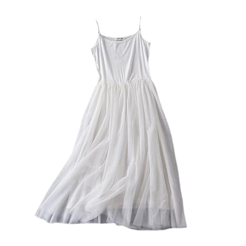 YM YOUMU Damen Tüll Slip Midi Kleid Extender Mesh Layer Camisole Slip für Unterkleid, Cami-White, Einheitsgröße von YM YOUMU