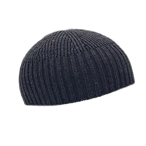 YM YOUMU Herren Damen Unisex Wollmischung, Strickmütze, weiche Manschette, ohne Rand, Retro-Mütze, Wrinter Warm Skullcap Matrosenmützen Gr. Einheitsgröße, C-dark grey von YM YOUMU