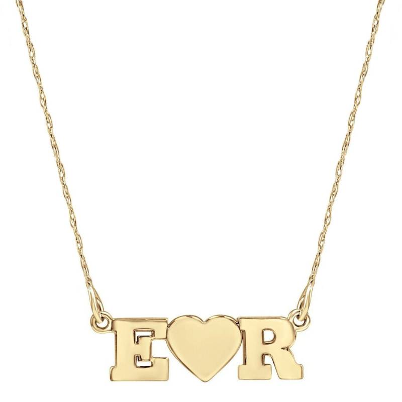 14 K Solide Gelb Gold Benutzerdefinierte Namensschild Halskette Wählen Sie Zwei Buchstaben, Um Nickel Free Zu Personalisieren von YMCpersonalization