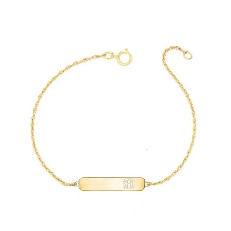 14 K Solide Gelb Gold Personalisierte Bar Monogramm Armband - 1" Benutzerdefinierte 3 Initialen Link Armband, Erste Nickel Frei von YMCpersonalization