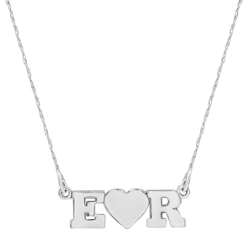 14 K Solide Weiß Gold Benutzerdefinierte Namensschild Halskette Wählen Sie Zwei Buchstaben Zu Personalisieren von YMCpersonalization