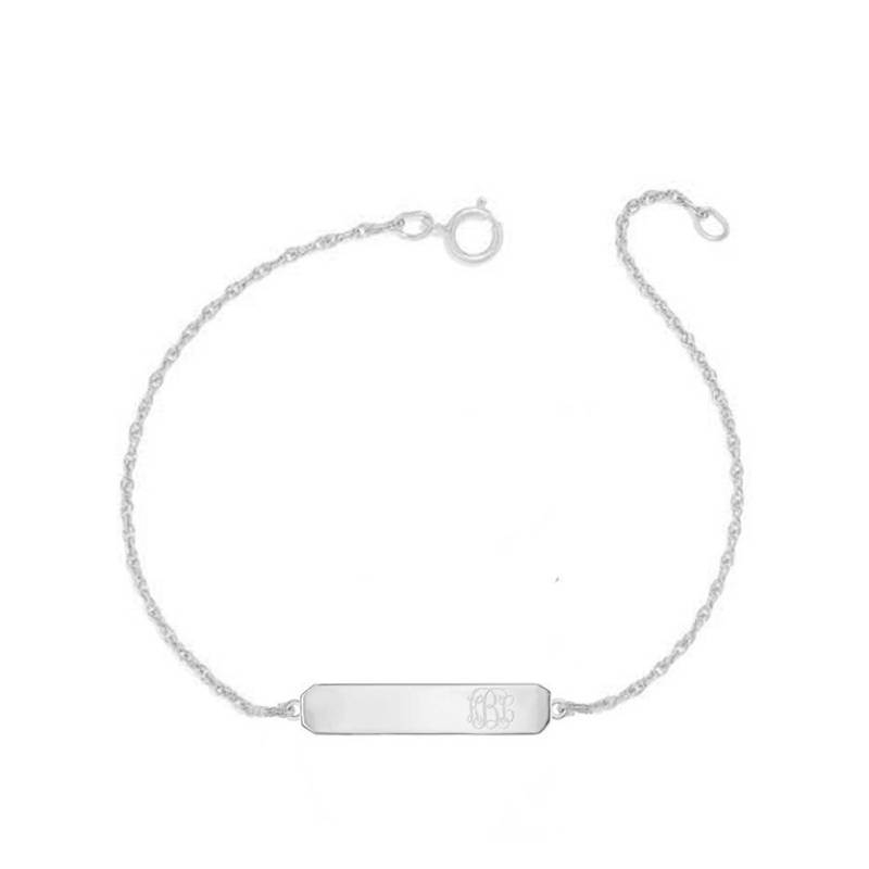 14K Massives Weißgold Personalisiertes Bar Monogramm Armband - 1" Custom 3 Initialen Link Armband, Initial von YMCpersonalization