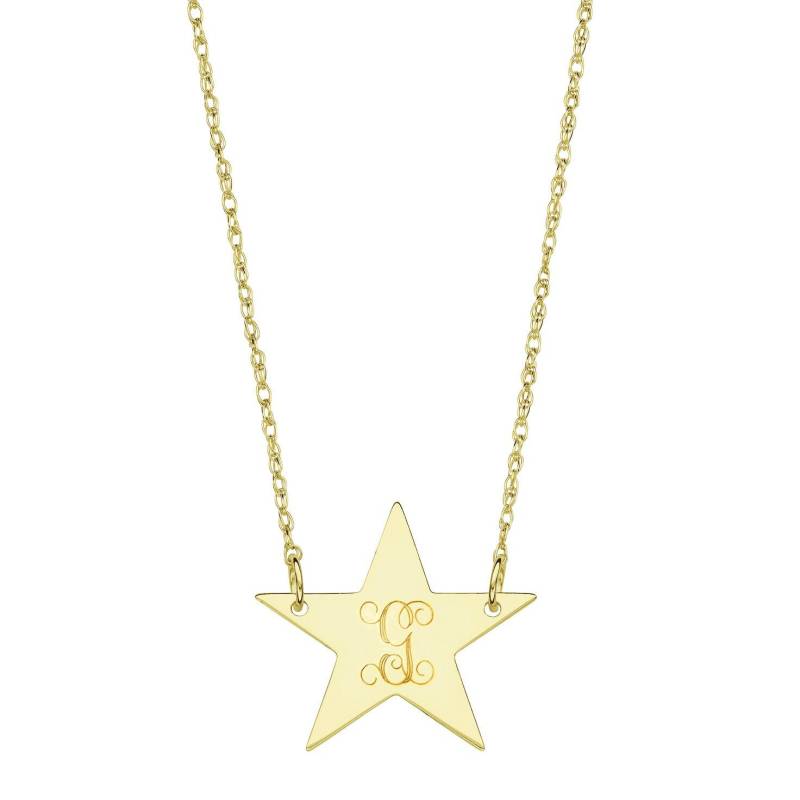 18K Gold 3/4" Stern Scheibe Halskette Monogramm Initial Handarbeit Anhänger in Gelb Vergoldet 925 Sterling Silber Nickelfrei von YMCpersonalization