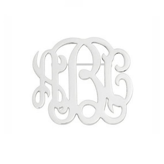 3 Initialen Monogramm Brosche - 2, 5 cm Beliebige Silber Aus 925 Sterling Namensnadel Hochzeitsbrosche Nickelfrei von YMCpersonalization