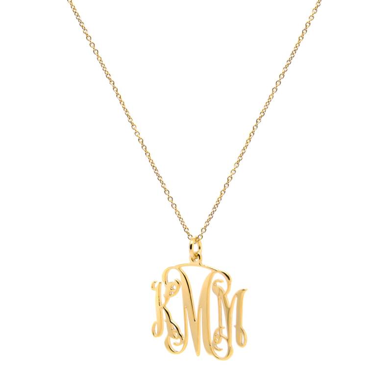 3 Initialen Monogramm Halskette - 2, 5 cm Beliebig Große Goldmonogramm in 18K Gelb Vergoldetem 925 Sterling Silber Nickelfrei von YMCpersonalization
