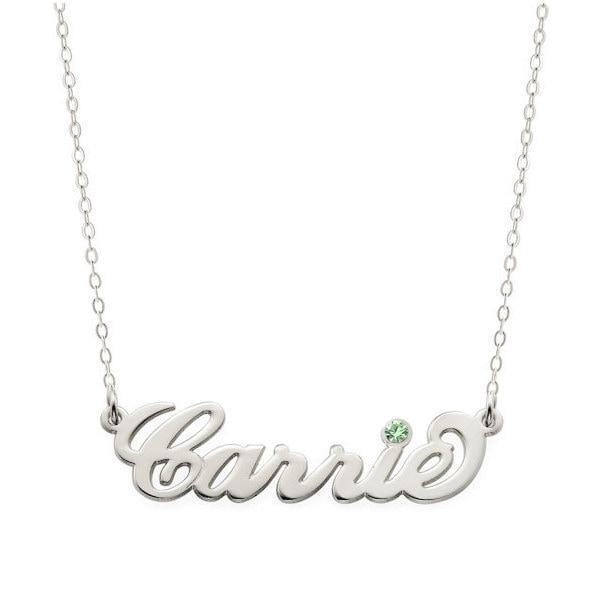 Birthstones Carrie Style Name Halskette Wählen Sie Einen Beliebigen Namen in 925 Sterling Silber Nickelfrei Zu Personalisieren von YMCpersonalization