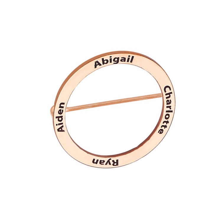 Bis Zu 4 Namen Brosche - 1 Zoll Bis 3 Alle Silber Kreis in 18 K Rose Vergoldet 925 Sterling Nickel Free Bis Zu 4 Namen Brosche - 1 Zoll Bis 3 Alle Silber Kreis in 18 K Rose Vergoldet 925 Sterling Nickel Free von YMCpersonalization