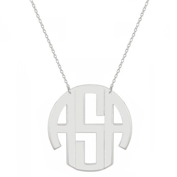 Block Monogramm Halskette - 3 Initialen Silber Aus 925 Sterling von YMCpersonalization