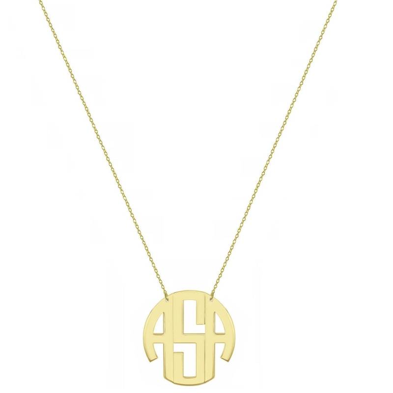Block Monogramm Kette - 1/2 Zoll 3 Initialen Gold Halskette in 18K Gelbgold Vergoldet 925 Sterling Silber Nickelfrei von YMCpersonalization