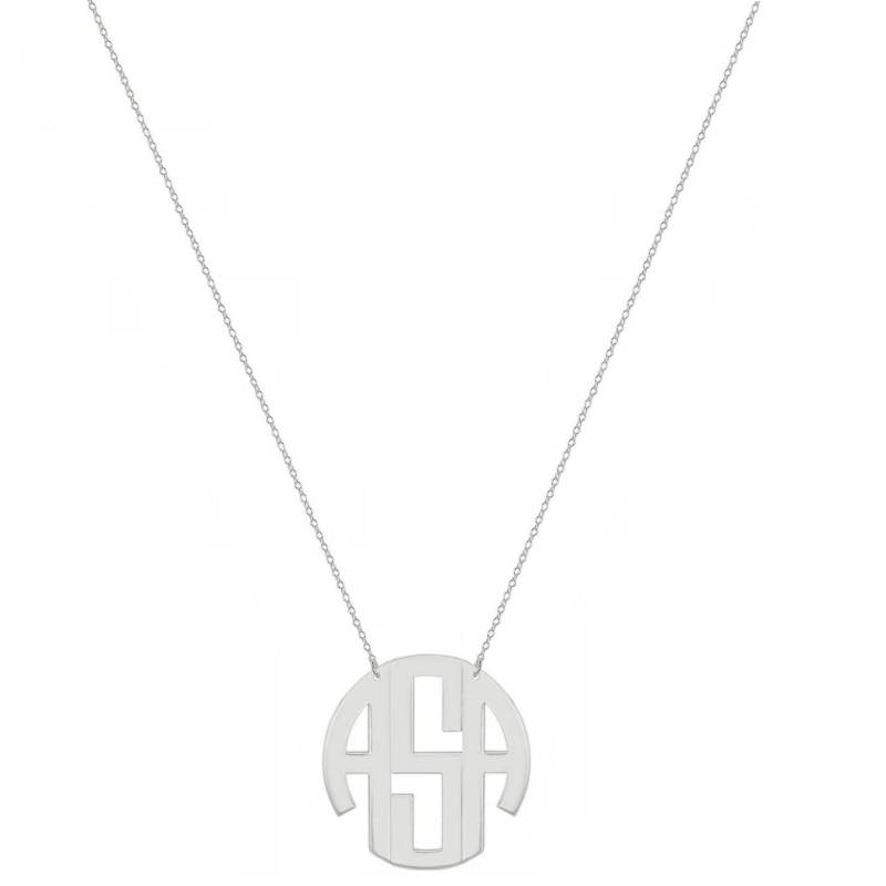 Block Monogramm Kette - 1/2 Zoll 3 Initialen Silber Halskette in 925 Sterling Nickelfrei von YMCpersonalization