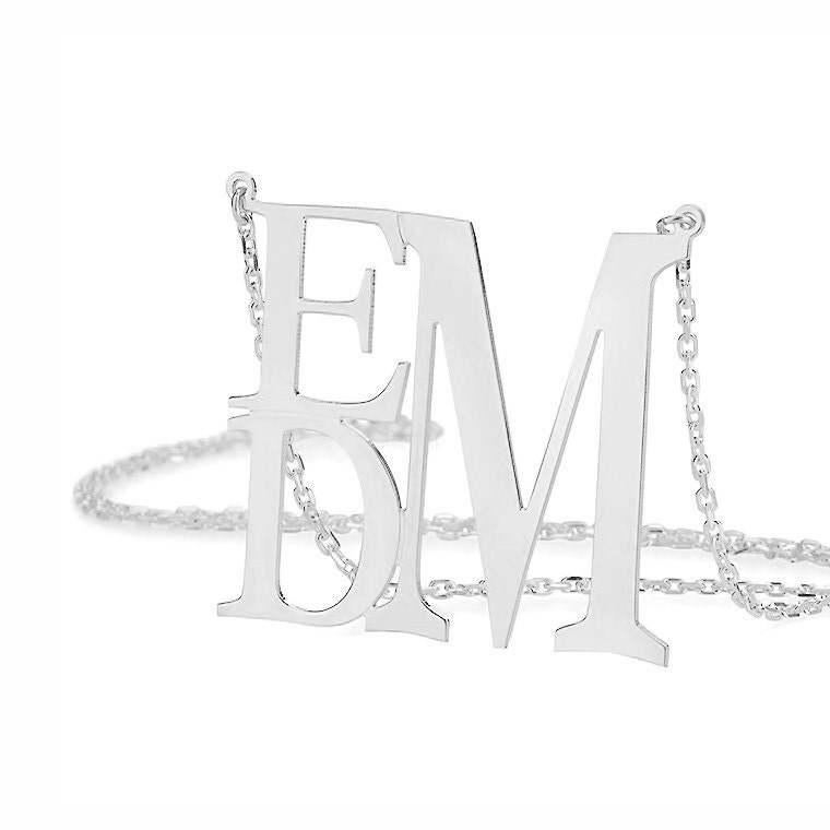 Drei Initialen Silber Personalisierte Monogramm Halskette in 925 Sterling Silber, Initial Anhänger, Custom Made Anhänger Nickelfrei von YMCpersonalization
