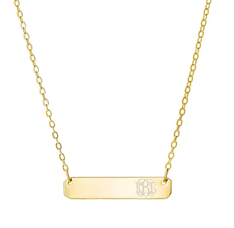 Gravierbare Gold Bar Halskette 1 Zoll Anhänger Winzige Seite Initial in 18 K Gelbgold Vergoldet 925 Sterling Silber Nickel Frei von YMCpersonalization