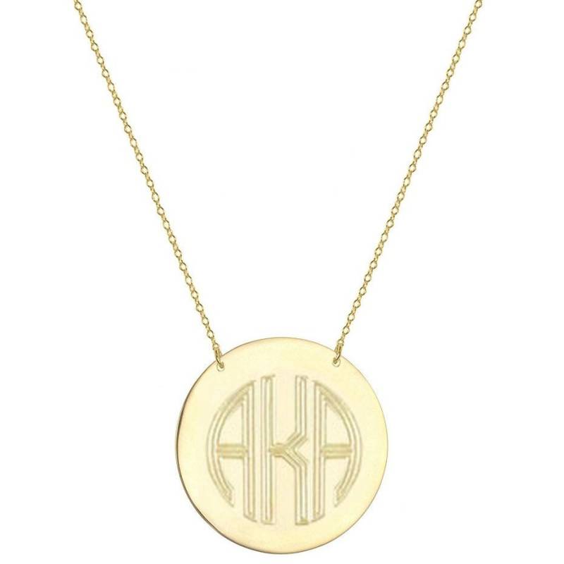Gravierte Block 1, 25" Halskette - Personalisiert 3 Initialen Gold Monogramm in 18K Gelbgold Vergoldet 925 Sterling Silber Nickelfrei von YMCpersonalization