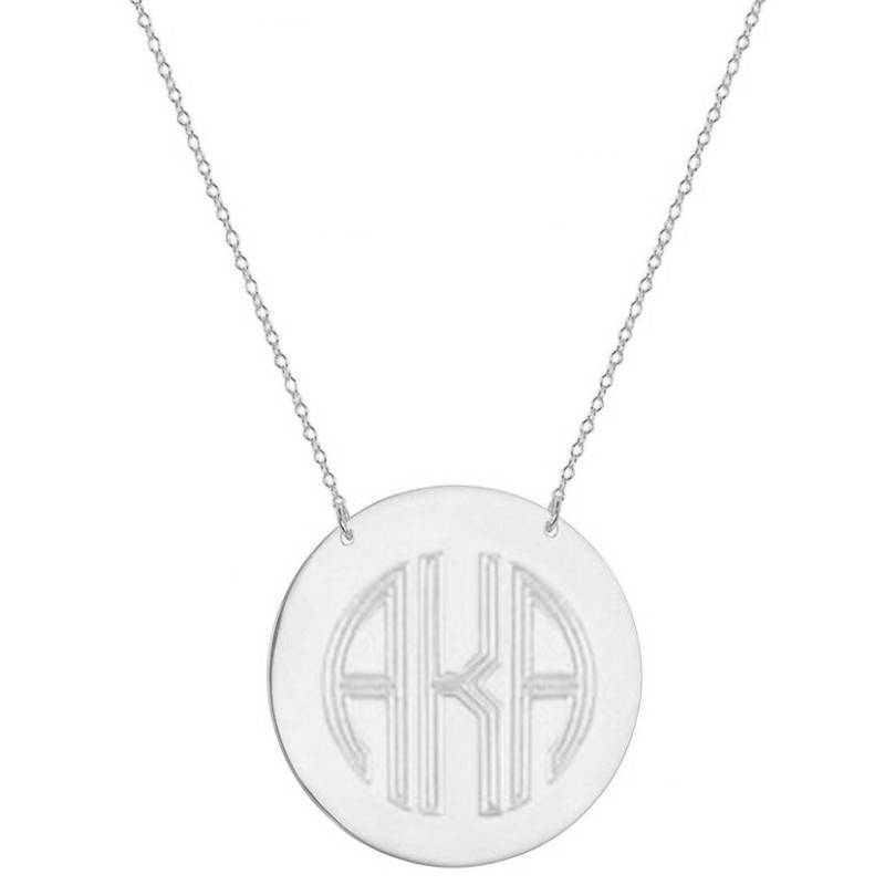 Gravierte Block 1" Monogramm Halskette - Personalisiert 3 Initialen Silber in 925 Sterling Nickelfrei von YMCpersonalization