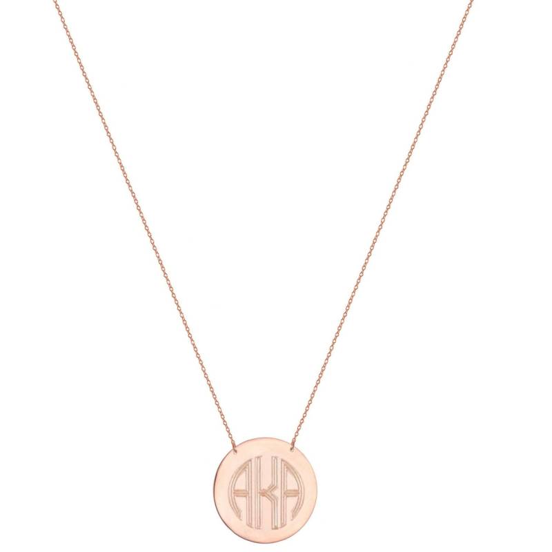 Gravierte Mini-Block 1/2" Monogramm Halskette - Personalisiere 3 Initialen Roségold in 18K Rosévergoldet 925 Silber Nickelfrei von YMCpersonalization