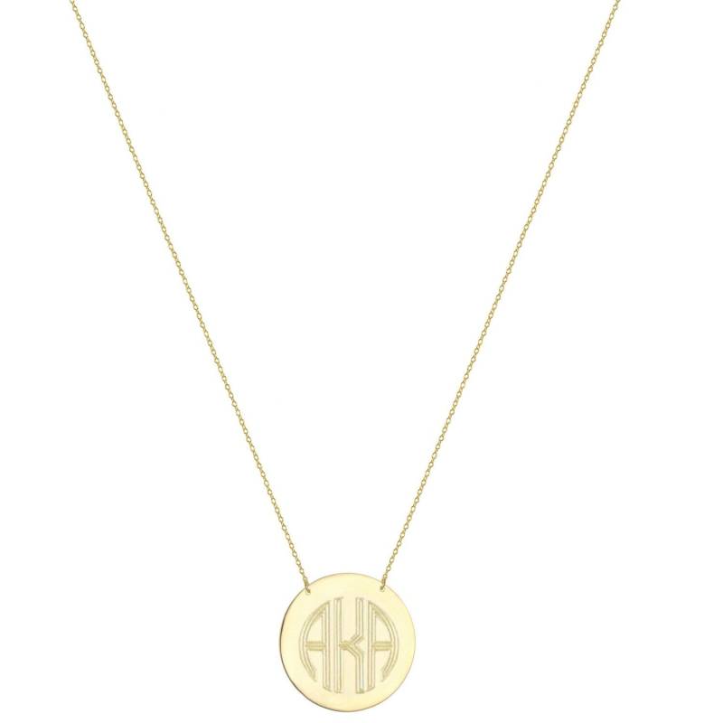 Gravierte Mini-Block 1/2" Monogramm Halskette - Personalisiert 3 Initialen Gold in 18K Gelbgold Vergoldet 925 Silber Nickelfrei von YMCpersonalization