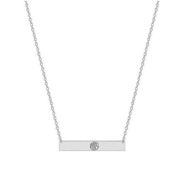 Horizontale Bar Monogramm Halskette 1, 5 Zoll Name Anhänger in 925 Sterling Silber Nickel Frei von YMCpersonalization