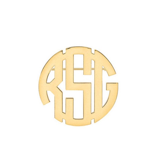 Initialen Block Monogramm Brosche - 1 Zoll Bis 3 Aus 18K Gelb Vergoldetem 925 Sterling Silber Nickelfrei von YMCpersonalization