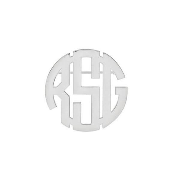 Initialen Block Monogramm Brosche - 1 Zoll Bis 3 Jede Initiale Silber in 925 Sterling Name Pin Nickel Free von YMCpersonalization