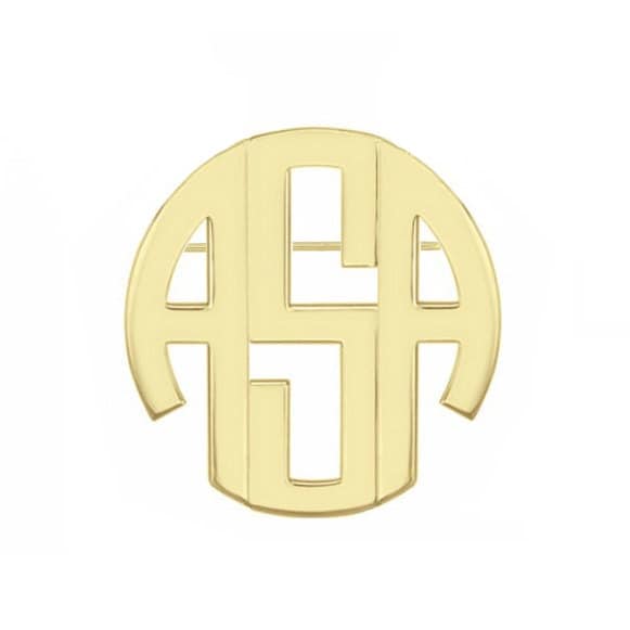 Initialen Block Monogramm Brosche - 1 Zoll Bis 3 Jede Initiale in 18K Gelbvergoldet 925 Sterling Silber Nickelfrei von YMCpersonalization