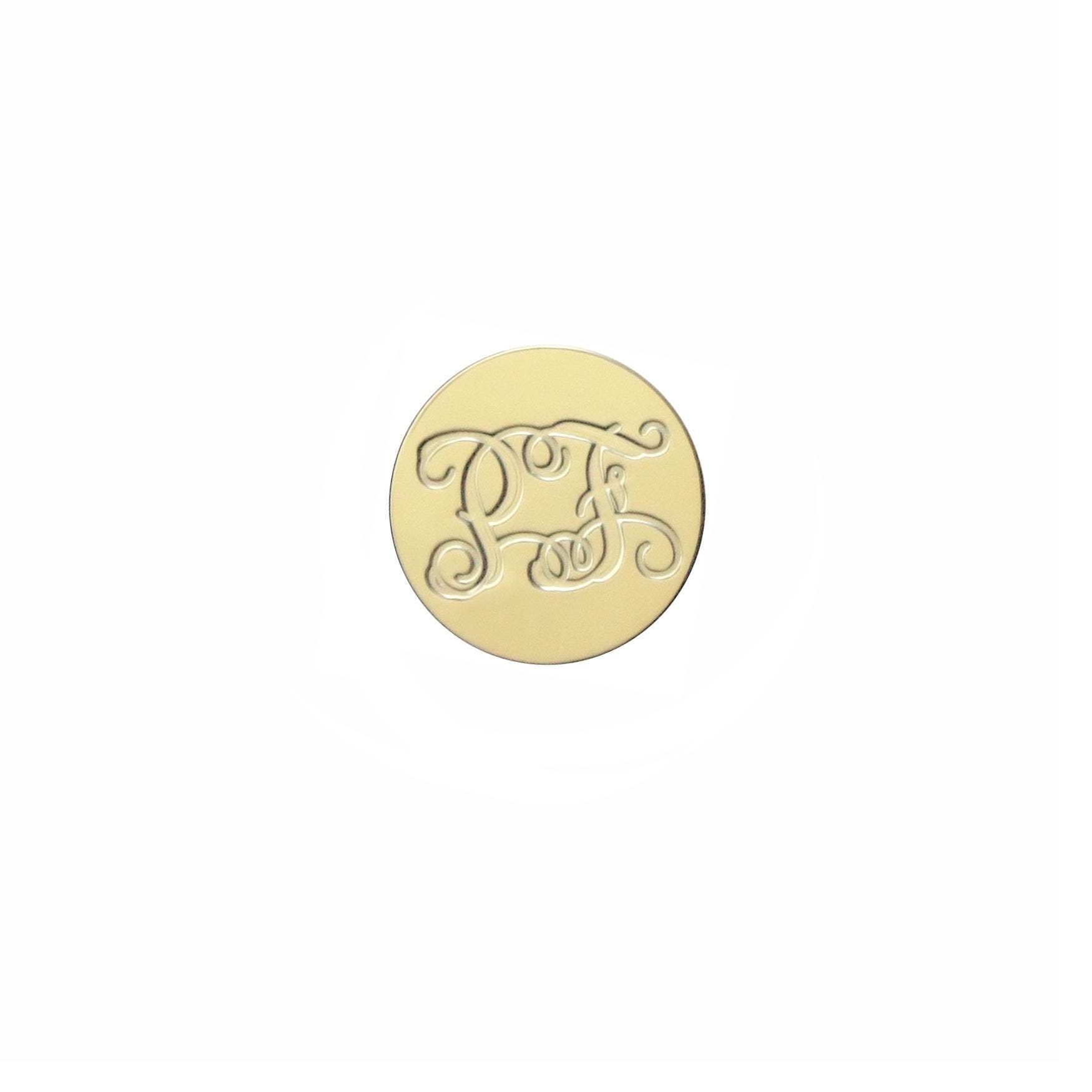 Initialen Disc Monogramm Brosche - 1 Zoll Bis 3 Jede Anfangssilber Aus Gelbgold 925 Sterlingsilber Nickelfrei Initialen Disc Monogramm Brosche - 1 Zoll Bis 3 Jede Anfangssilber Aus Gelbgold 925 Sterlingsilber Nickelfrei von YMCpersonalization
