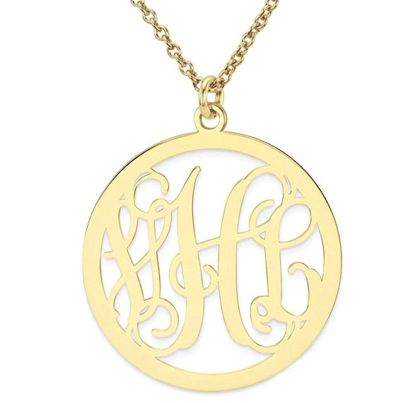 Initialen Monogramm Halskette - 1, 25" Jede Anfängliche Gold in 18 K Gelb Vergoldet 925 Sterling Silber Nickel Free von YMCpersonalization