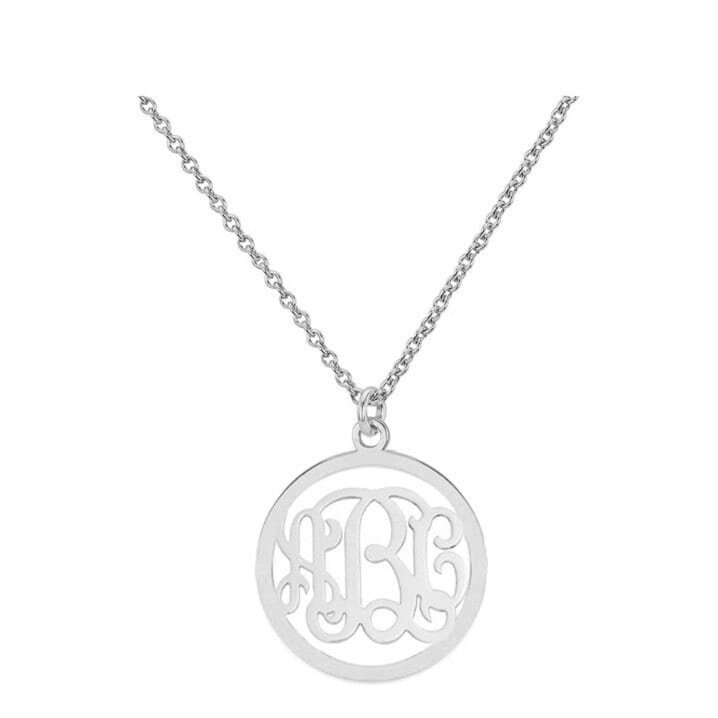 Initialen Monogramm Halskette - 1" Jede Initiale Silber in 925 Sterling Nickelfrei von YMCpersonalization