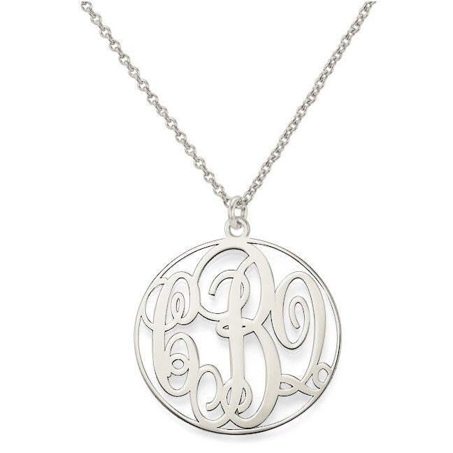 Initialen Monogramm Halskette - 1" Jede Initiale Silber in 925 Sterling Nickelfrei von YMCpersonalization