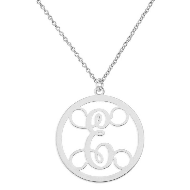 Initialen Monogramm Halskette - 1" Jede Initiale Silber in 925 Sterling Nickelfrei von YMCpersonalization