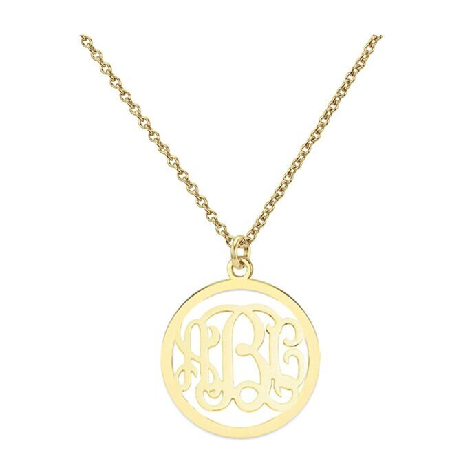 Initialen Monogramm Kette - 1" Jede Initiale Gold Halskette in 18K Gelbgold Vergoldet 925 Sterling Silber Nickelfrei von YMCpersonalization